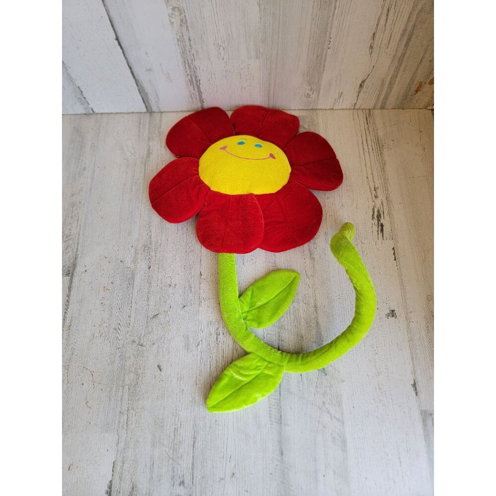Vintage style red large flower plushie bendable toy home decor